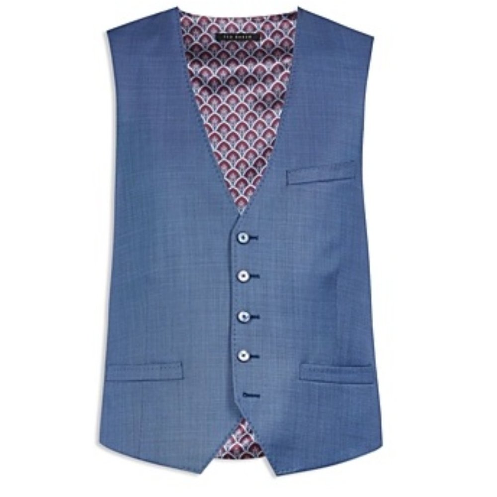 NWT Ted Baker Men's Francw Debonair Wool Waistcoat Navy Size 42R $195 JK720